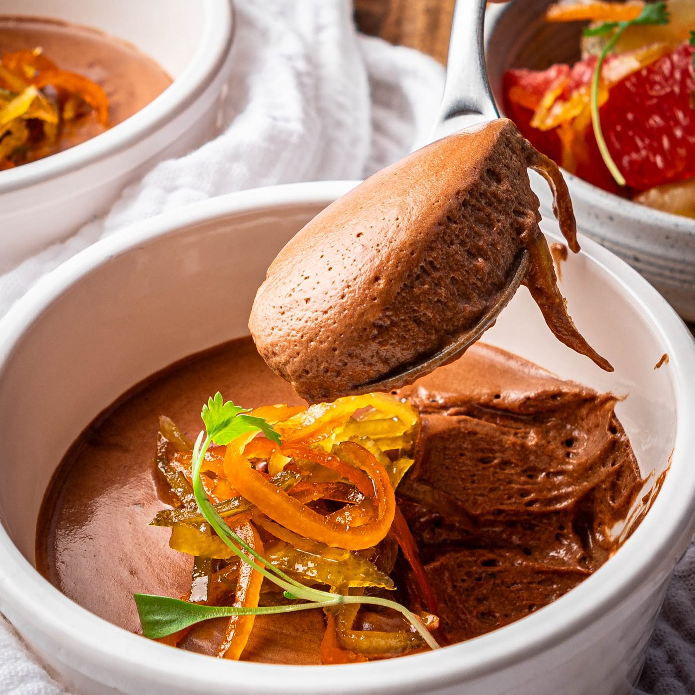 Bitter chocolate mousse with citrus