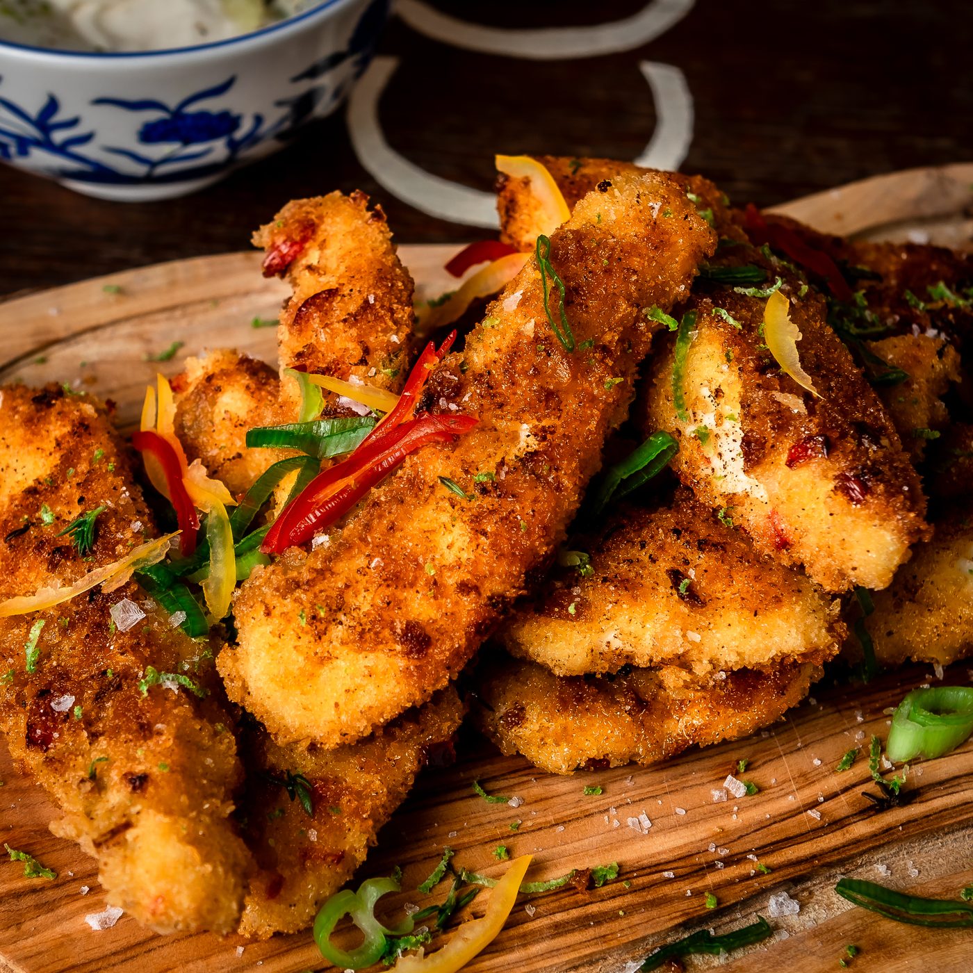 Pan-fried plaice goujons
