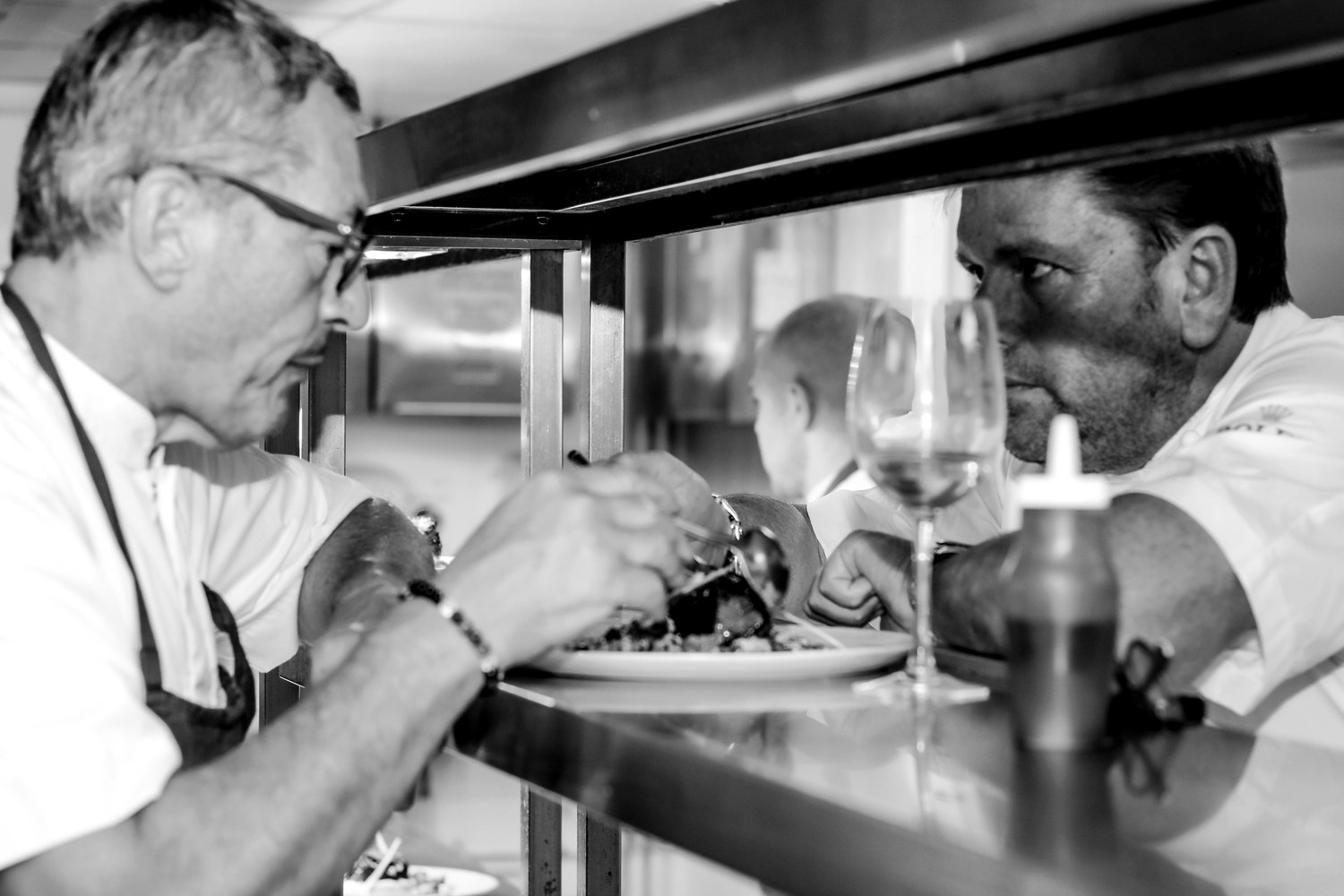 Daniel Galmiche and James Martin at the pass